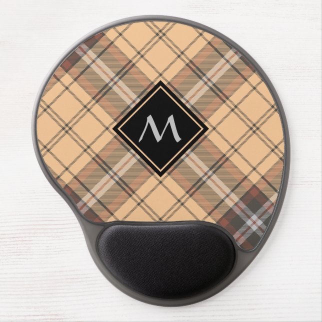 Beige and Brown Tartan Gel Mouse Pad (Front)