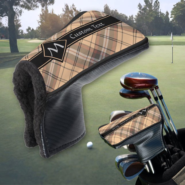 Beige and Brown Tartan Golf Head Cover (Creator Uploaded)