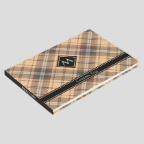 Beige and Brown Tartan Guest Book