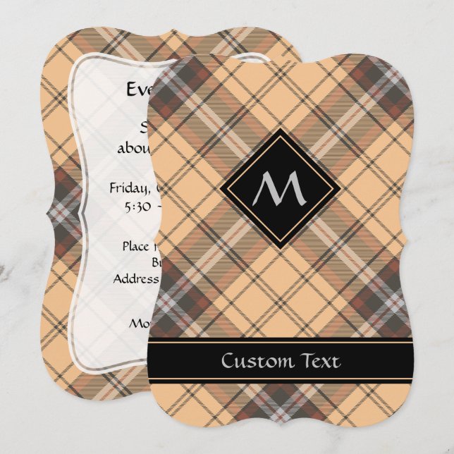 Beige and Brown Tartan Invitation (Front/Back)