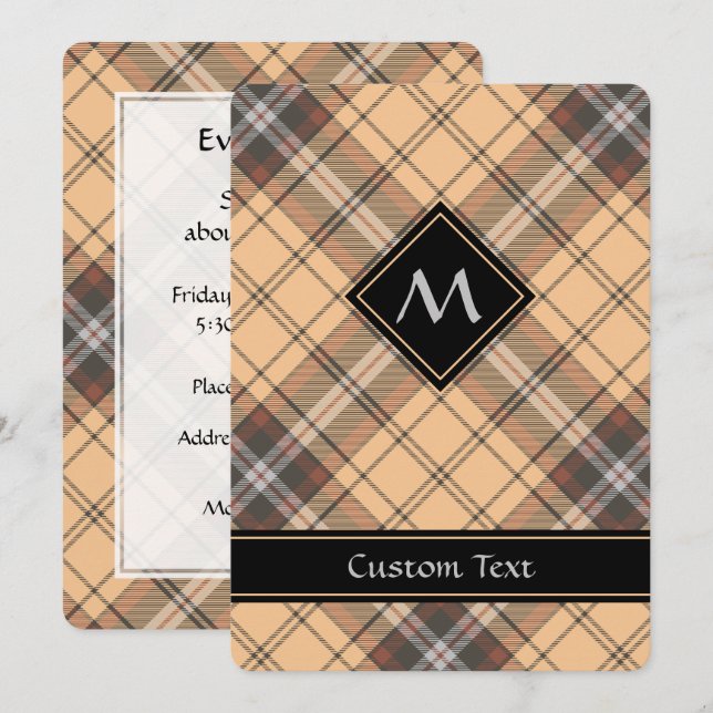 Beige and Brown Tartan Invitation (Front/Back)