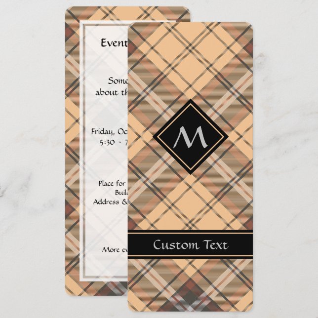 Beige and Brown Tartan Invitation (Front/Back)