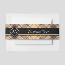 Beige and Brown Tartan Invitation Belly Band