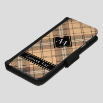 Beige and Brown Tartan iPhone 8/7 Wallet Case