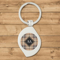 Beige and Brown Tartan Keychain
