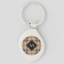 Beige and Brown Tartan Keychain