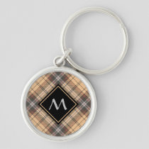 Beige and Brown Tartan Keychain