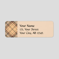 Beige and Brown Tartan Label