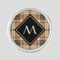 Beige and Brown Tartan Lapel Pin