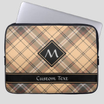 Beige and Brown Tartan Laptop Sleeve