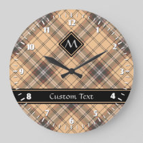 Beige and Brown Tartan Large Clock