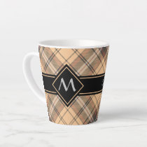 Beige and Brown Tartan Latte Mug