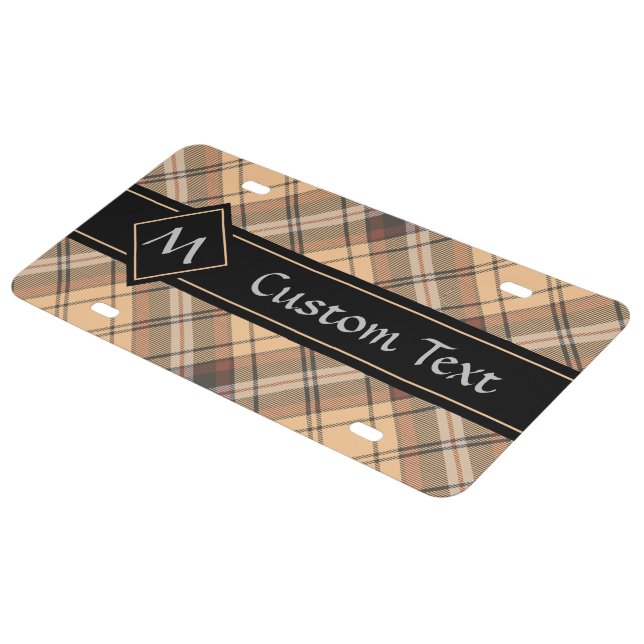 Beige and Brown Tartan License Plate (Side)