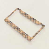 Beige and Brown Tartan License Plate Frame