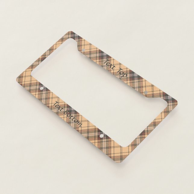 Beige and Brown Tartan License Plate Frame (3/4)