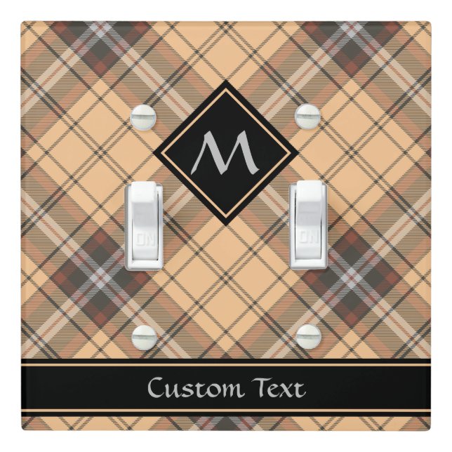 Beige and Brown Tartan Light Switch Cover (In Situ)
