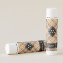 Beige and Brown Tartan Lip Balm