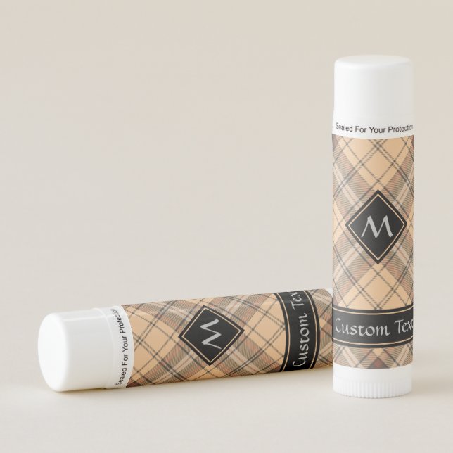 Beige and Brown Tartan Lip Balm (Front)