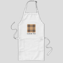 Beige and Brown Tartan Long Apron