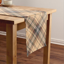 Beige and Brown Tartan Long Table Runner