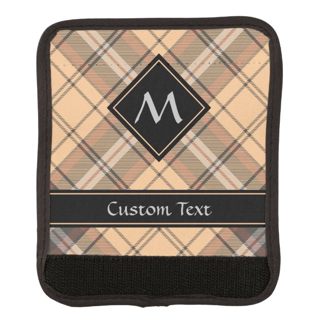Beige and Brown Tartan Luggage Handle Wrap (Front)