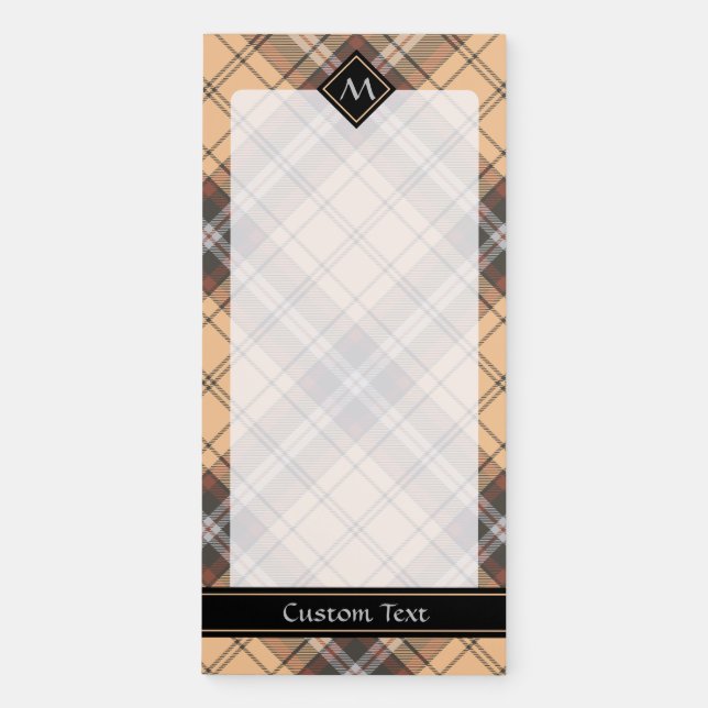Beige and Brown Tartan Magnetic Notepad (Front)