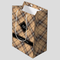 Beige and Brown Tartan Medium Gift Bag