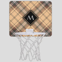 Beige and Brown Tartan Mini Basketball Hoop