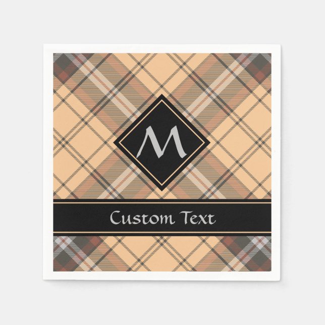 Beige and Brown Tartan Napkins (Front)