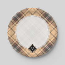 Beige and Brown Tartan Paper Plates