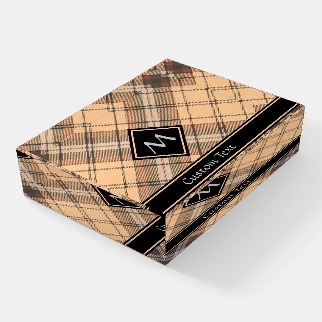 Beige and Brown Tartan Paperweight (Angled)