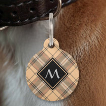 Beige and Brown Tartan Pet ID Tag