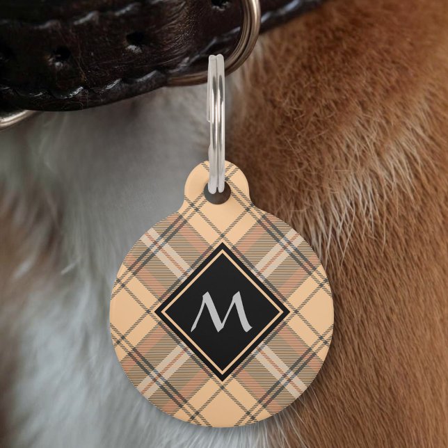 Beige and Brown Tartan Pet ID Tag (Creator Uploaded)