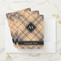 Beige and Brown Tartan Pocket Folder