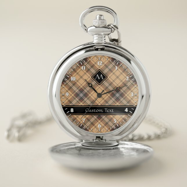 Beige and Brown Tartan Pocket Watch (Inside)