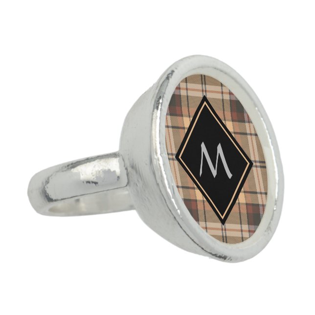 Beige and Brown Tartan Ring (Side)
