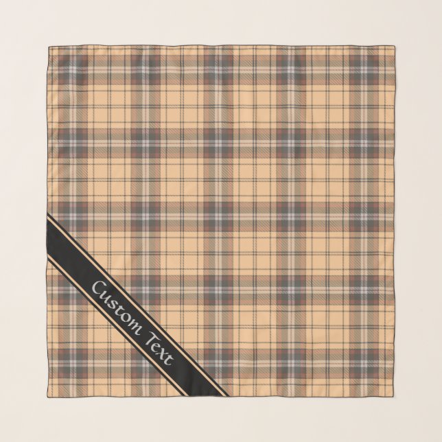 Beige and Brown Tartan Scarf (Front (Horizontal))