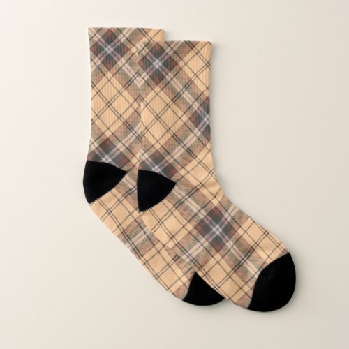 Beige and Brown Tartan Socks