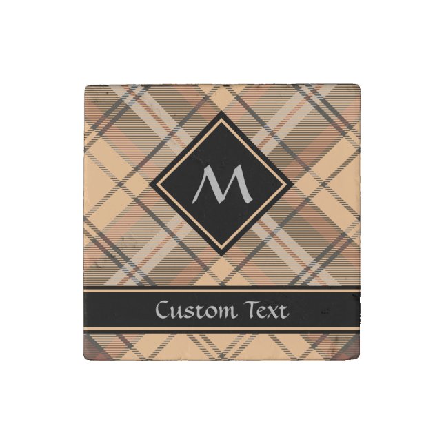 Beige and Brown Tartan Stone Magnet (Front)