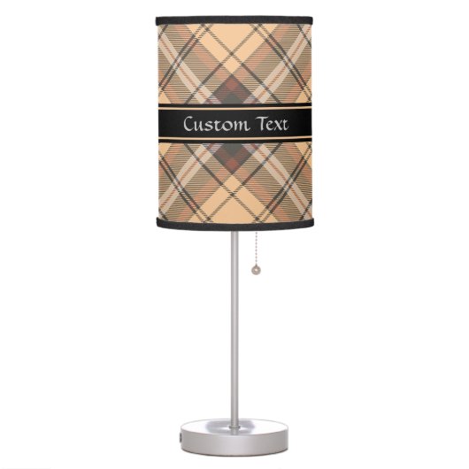 Beige and Brown Tartan Table Lamp (Left)