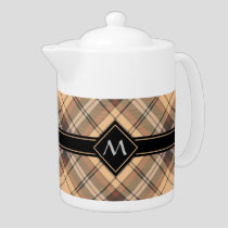 Beige and Brown Tartan Teapot