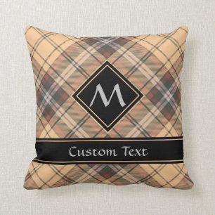 Beige and Brown Tartan Throw Pillow