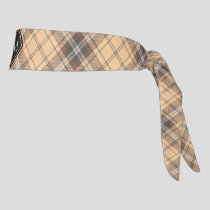 Beige and Brown Tartan Tie Headband