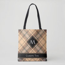 Beige and Brown Tartan Tote Bag