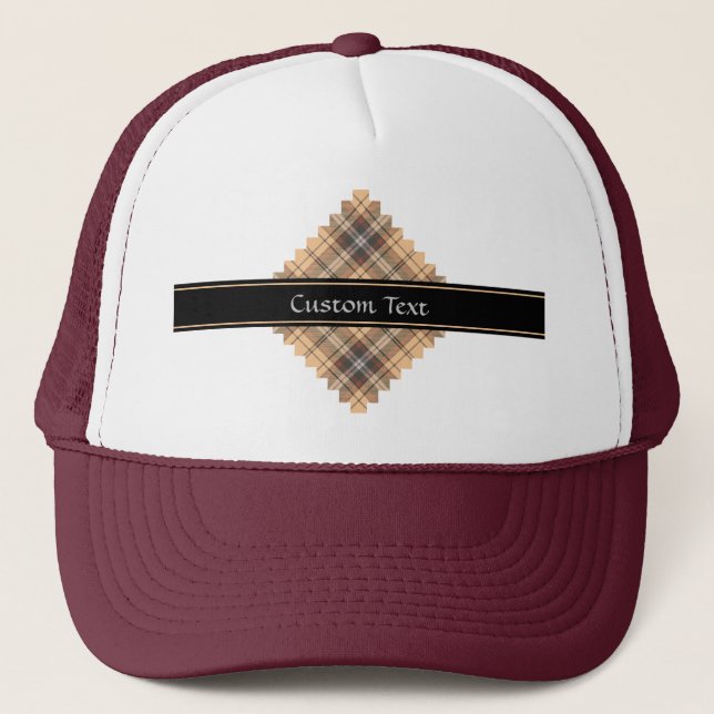 Beige and Brown Tartan Trucker Hat (Front)