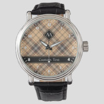 Beige and Brown Tartan Watch