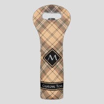 Beige and Brown Tartan Wine Bag