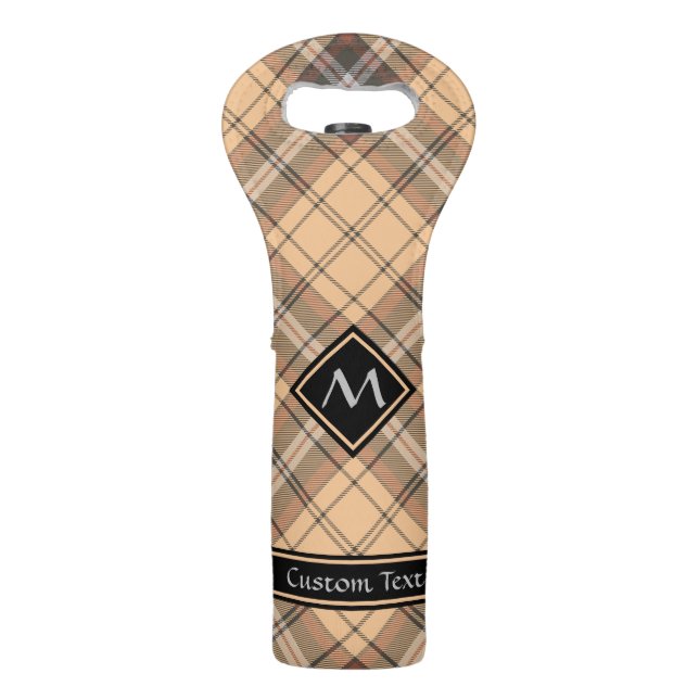 Beige and Brown Tartan Wine Bag (Front)