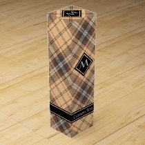 Beige and Brown Tartan Wine Box