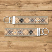 Beige and Brown Tartan Wrist Keychain